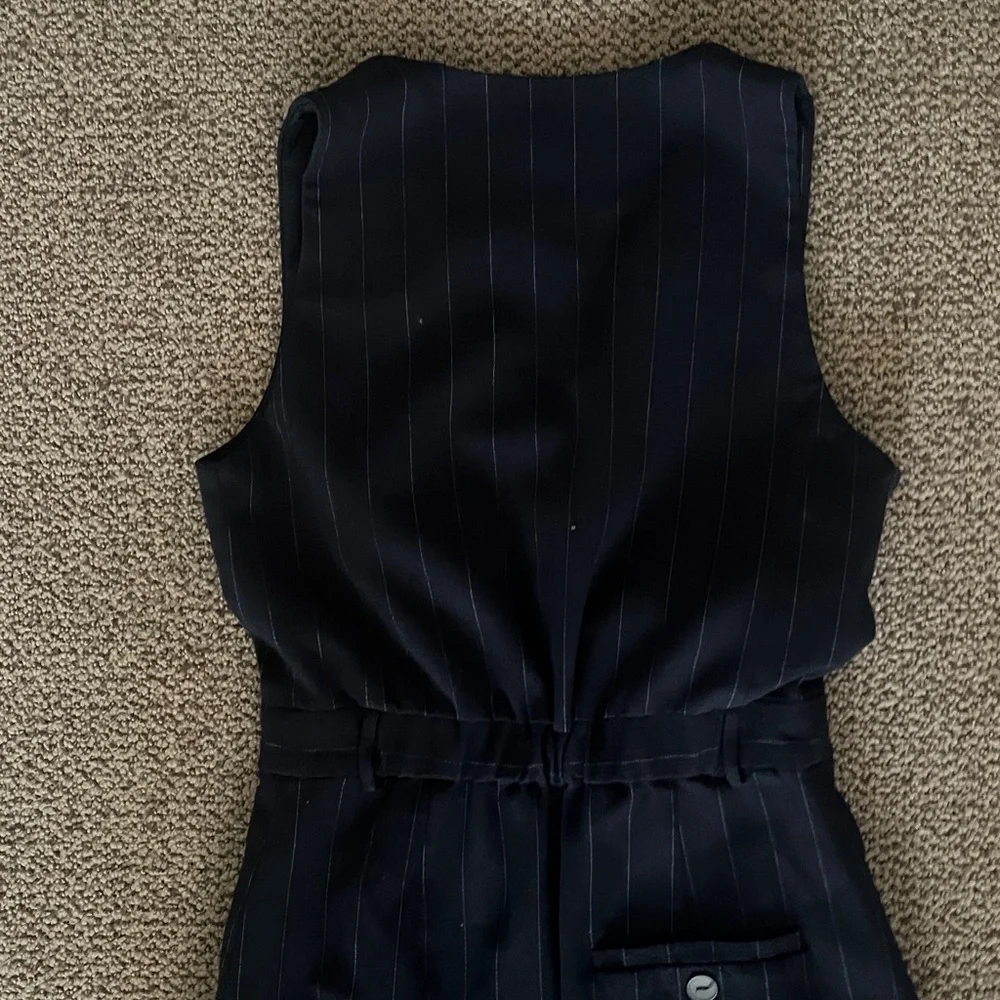 Anthropologie Navy Pinstripe Jumpsuit - Picture 9 of 10